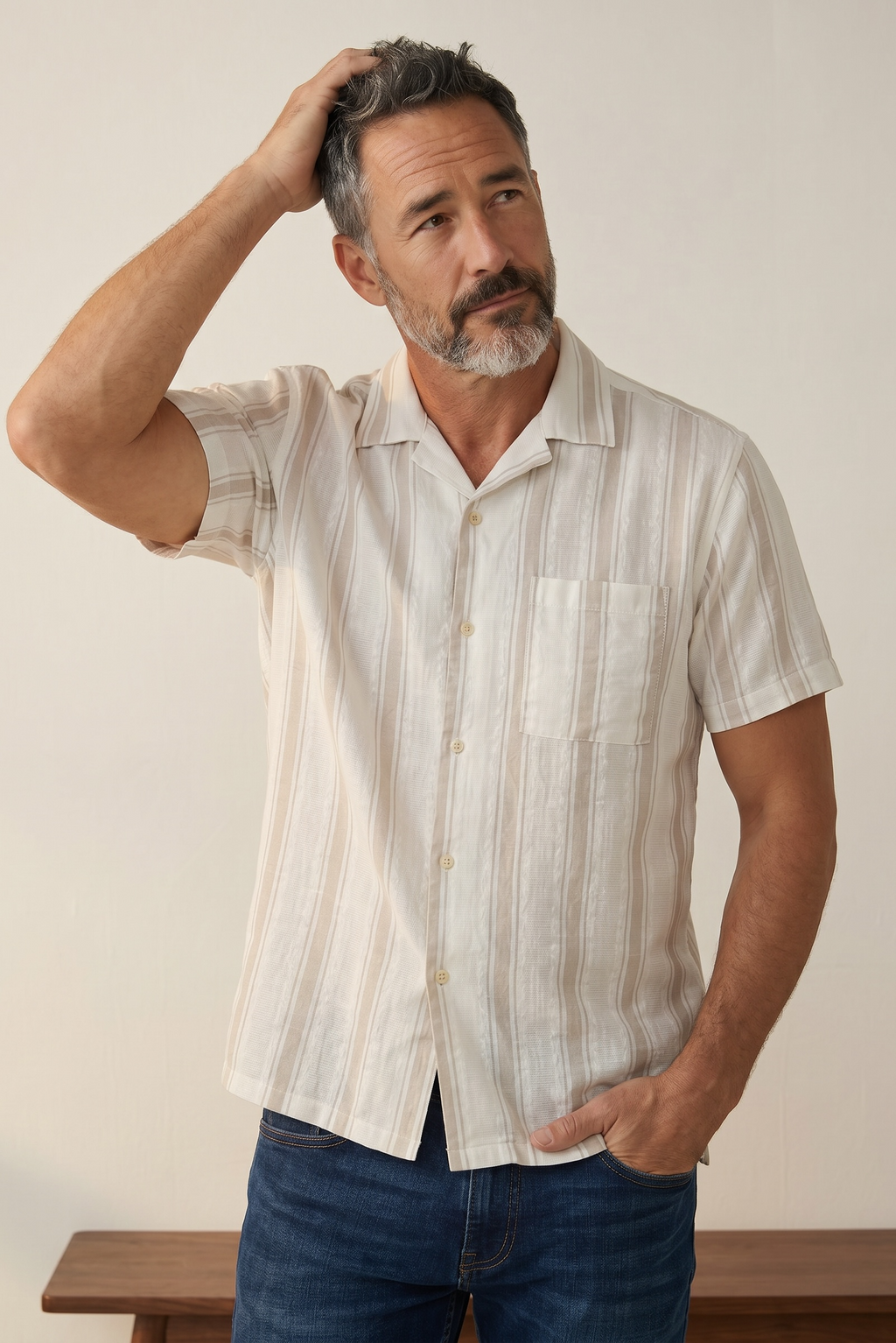 Camicia mezza manica riga