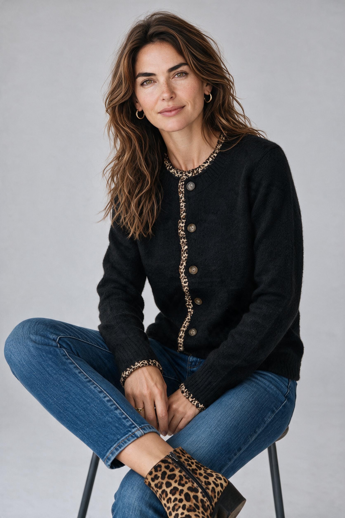 Cardigan leopardato