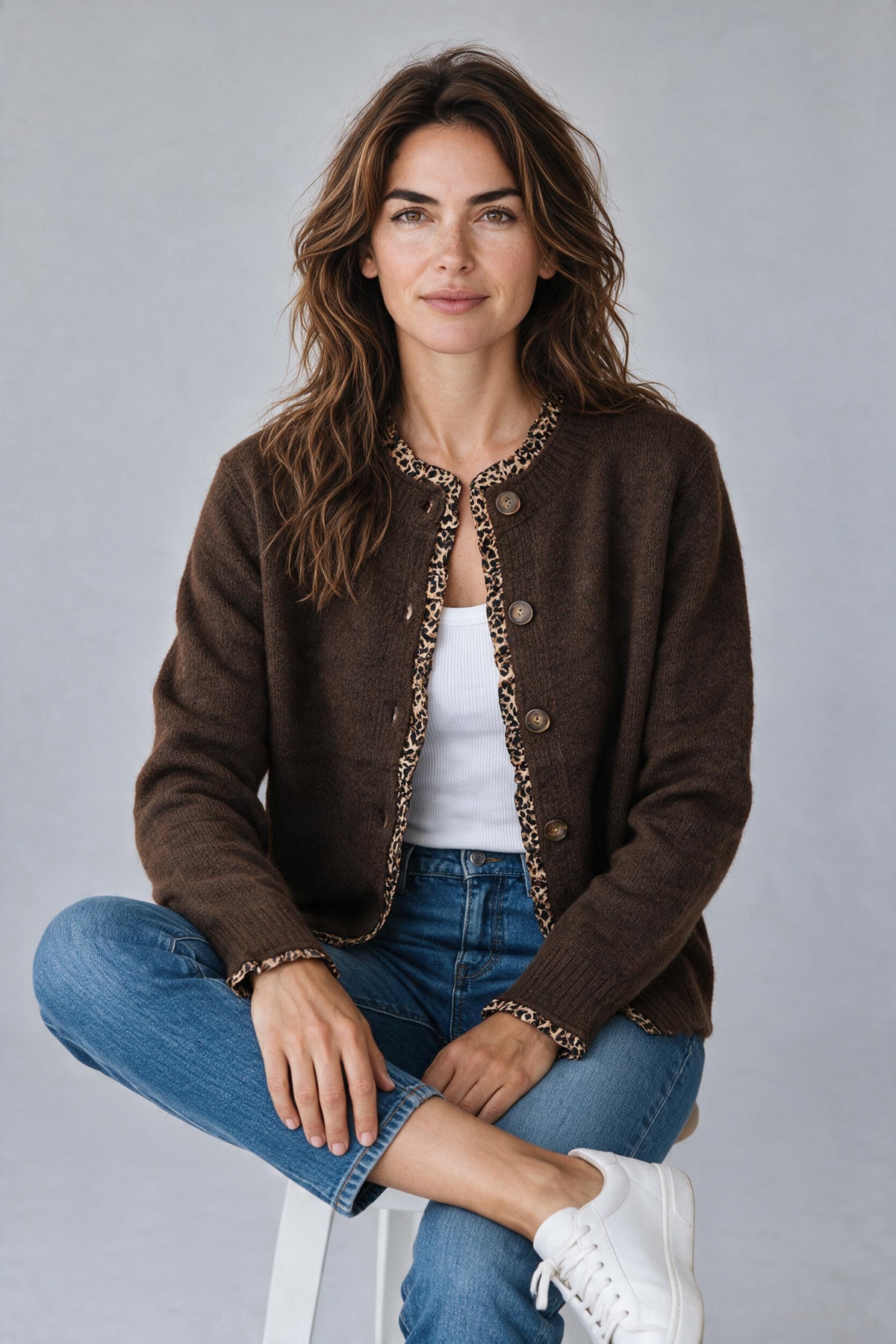 Cardigan leopardato
