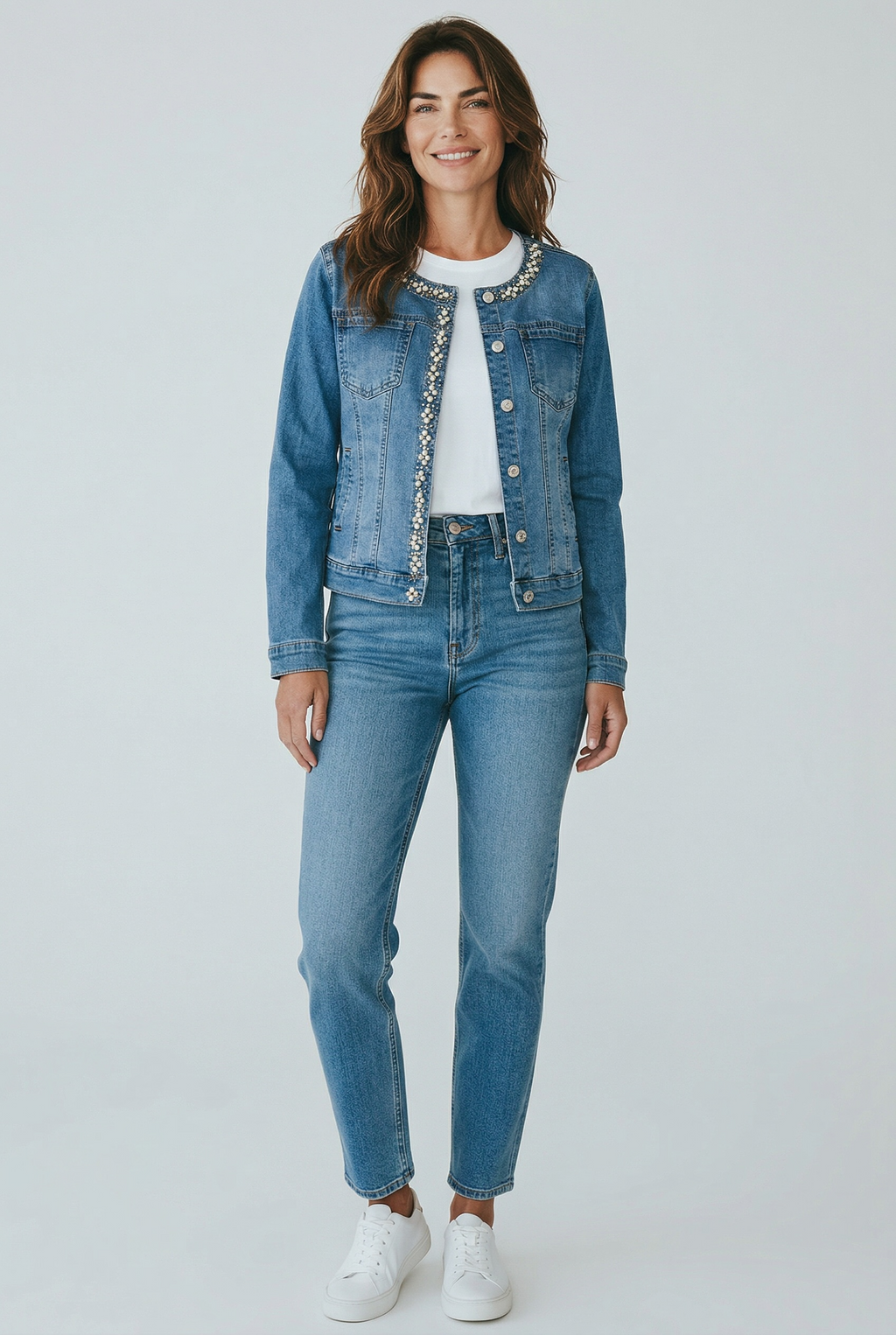 Giacca jeans perline