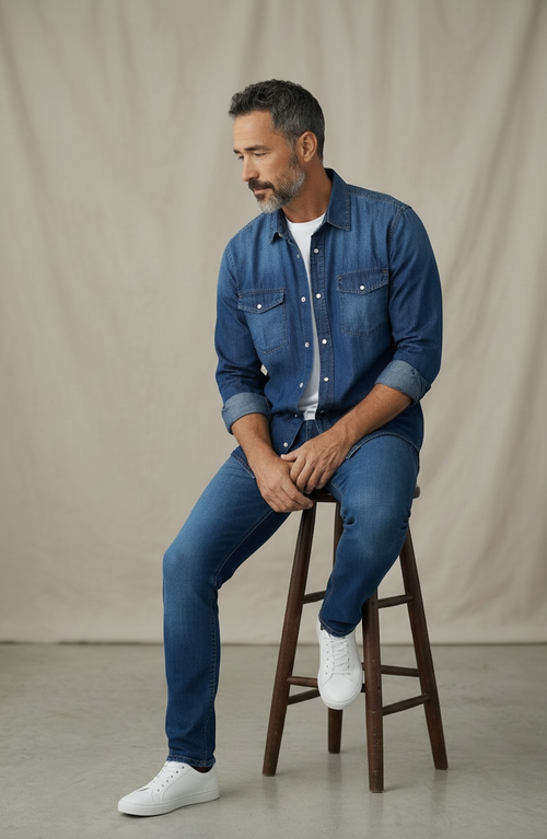 Camicia denim scuro